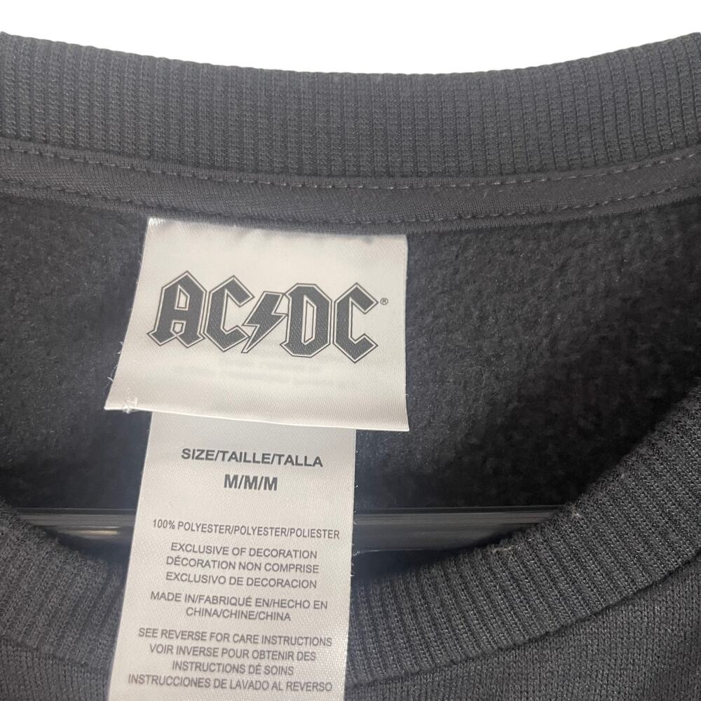 ACDC Women's Size Medium Black Neon Band Tee Graphic Crewneck Sweater - Picture 6 of 8
